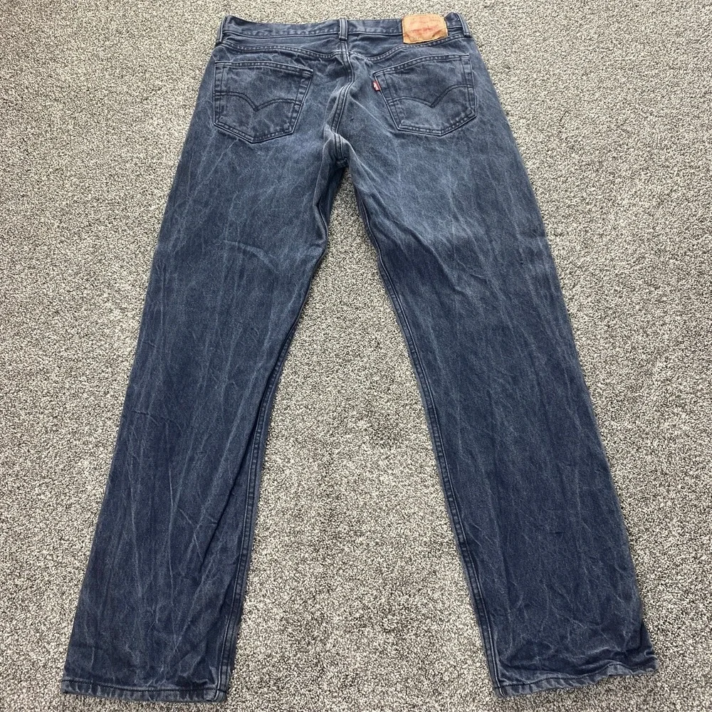VTG Levis Jeans Mens 36X33 Dark Blue Denim Pants 501 Button Fly Straight 90s Y2K